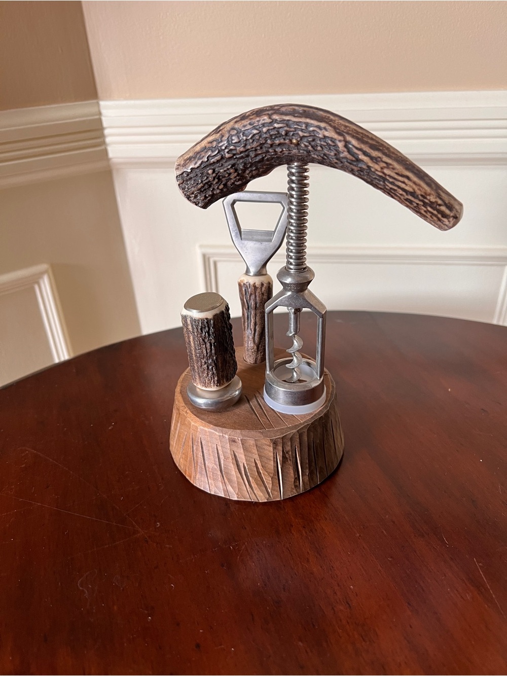 Vintage West German Stag antler Bar set MCM